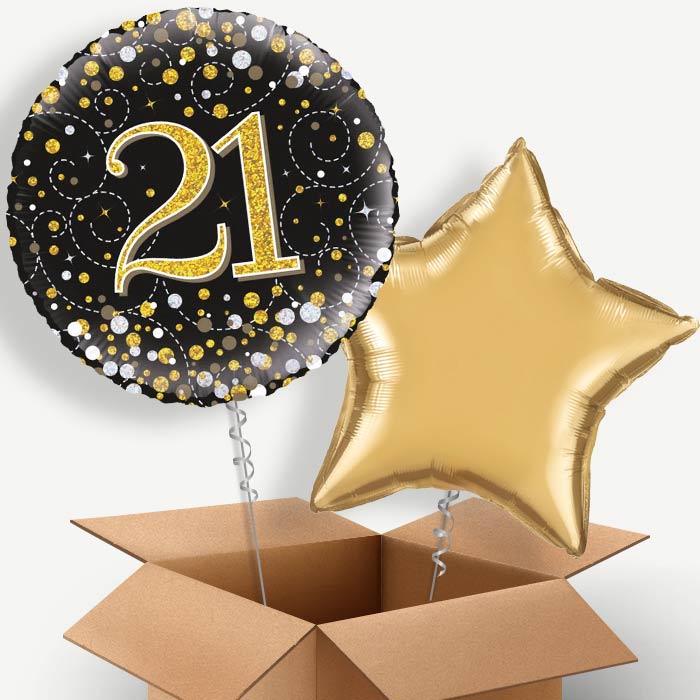 Black Gold 21st Birthday Helium Balloon Two | Party Save Smile