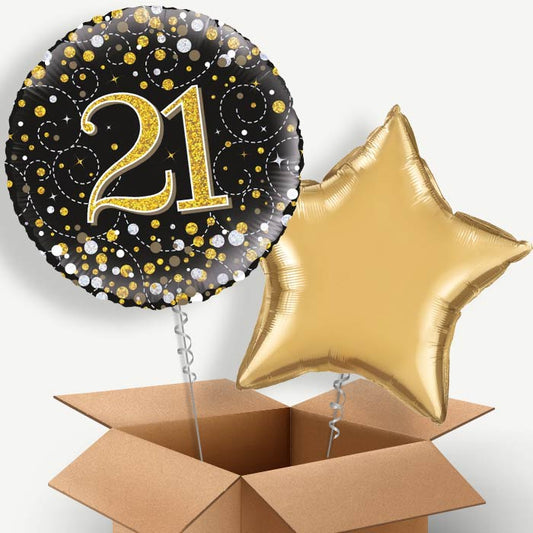 Black Gold 21st Birthday Helium Balloon Two | Party Save Smile
