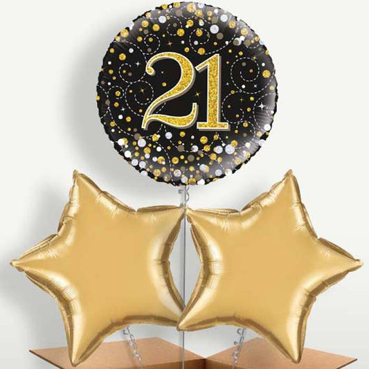 Black Gold 21st Birthday Bunch of Balloons | Party Save Smile