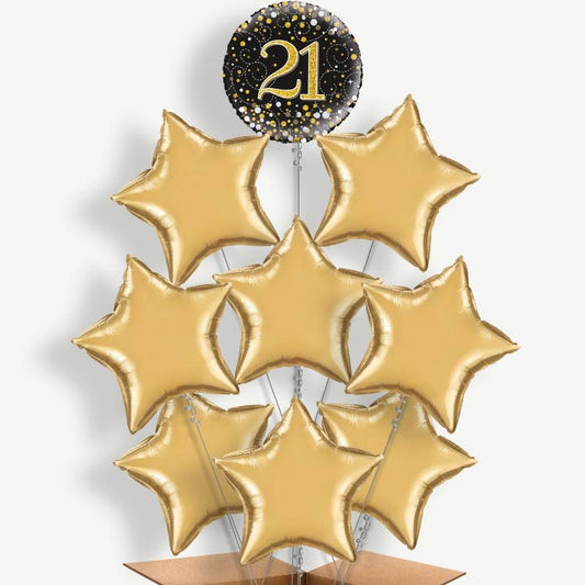 Black Gold 21st Birthday Helium Balloon Bundle | Party Save Smile