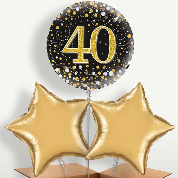 Black Gold 40th Birthday Bunch of Balloons | Party Save Smile