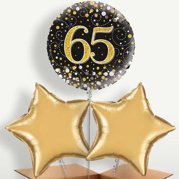 Black Gold 65th Birthday Bunch of Balloons | Party Save Smile