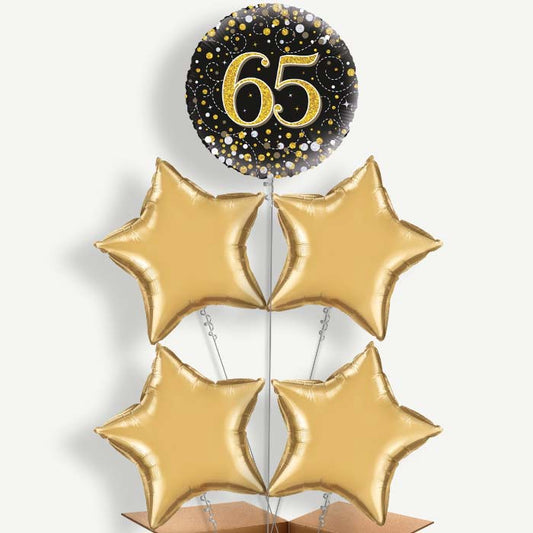 Black Gold 65th Birthday Helium Cluster Balloons | Party Save Smile