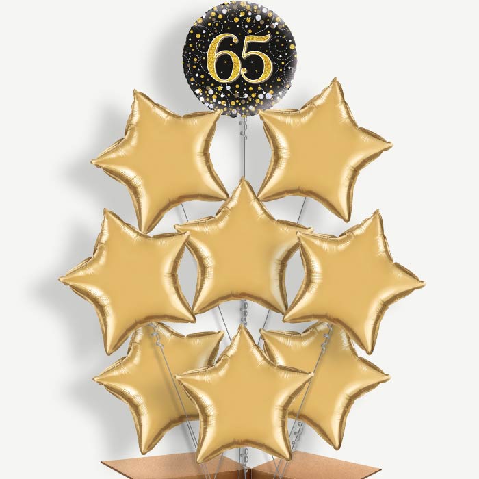 Black Gold 65th Birthday Helium Balloon Bundle | Party Save Smile