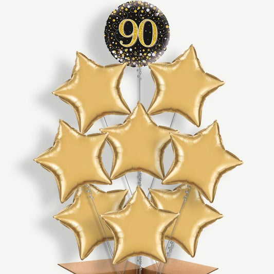 Black Gold 90th Birthday Helium Balloon Bundle | Party Save Smile