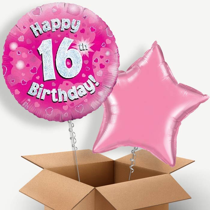 Pink Hearts 16 Birthday Helium Balloon Couple | Party Save Smile