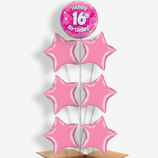Pink Hearts 16 Birthday Helium Balloon Arrangement | Party Save Smile