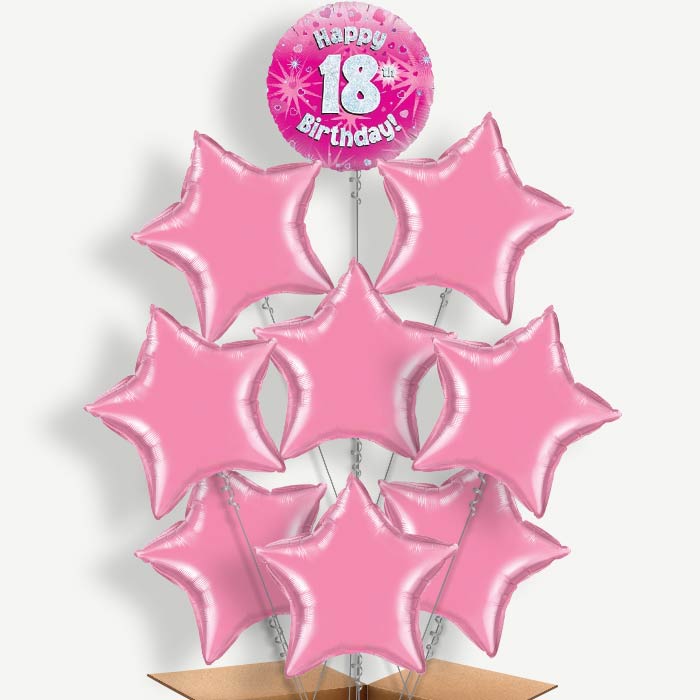 Happy 18th Birthday Pink Hearts Helium Balloon Bundle | Party Save Smile