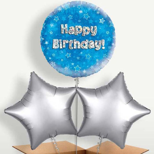 Happy Birthday Blue Stars Balloons in a Bunch | Party Save Smile