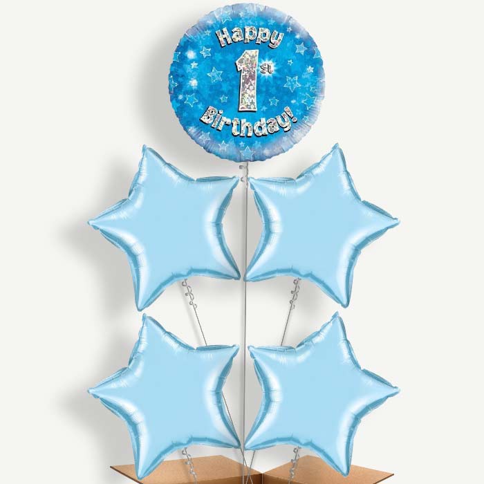 Blue Star 1st Birthday Helium Cluster Balloons | Party Save Smile