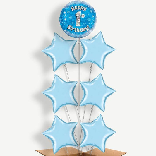 Blue Star 1st Birthday Helium Balloon Arrangement | Party Save Smile