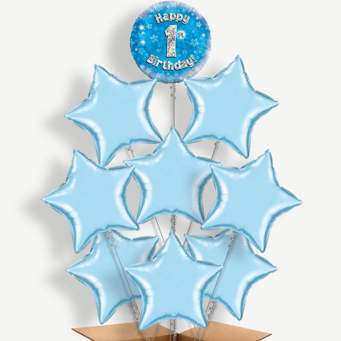Blue Star 1st Birthday Helium Balloon Bundle | Party Save Smile