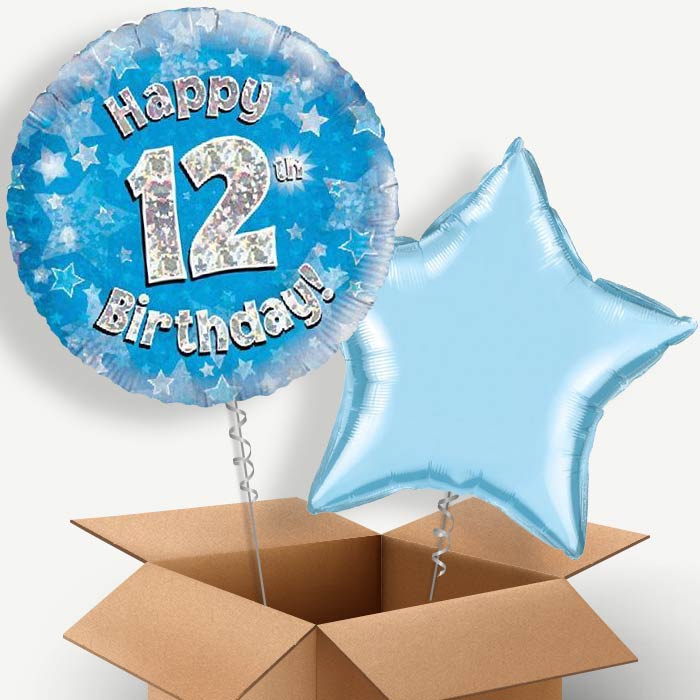 Blue 12th Birthday Helium Balloon Duo | Party Save Smile