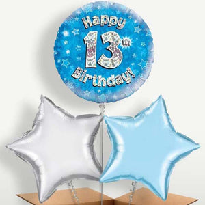 Blue Stars 13th Birthday Bunch of Balloons (Trio)