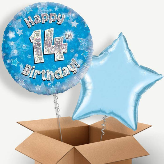 Blue 14th Birthday Helium Balloon Duo | Party Save Smile