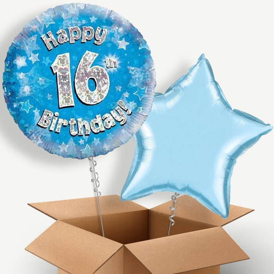Blue Stars 16 Birthday Helium Balloon Duo | Party Save Smile