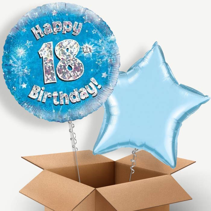 Happy 18th Birthday Blue Stars Helium Balloon Duo | Party Save Smile