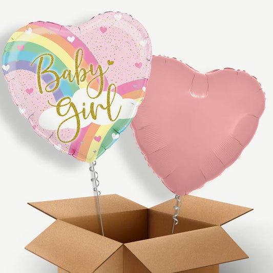 Pastel Rainbow Baby Girl Helium Balloon Couple | Party Save Smile