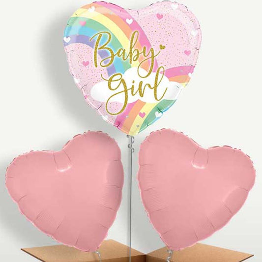 Pastel Rainbow Baby Girl Balloon Bunch | Party Save Smile