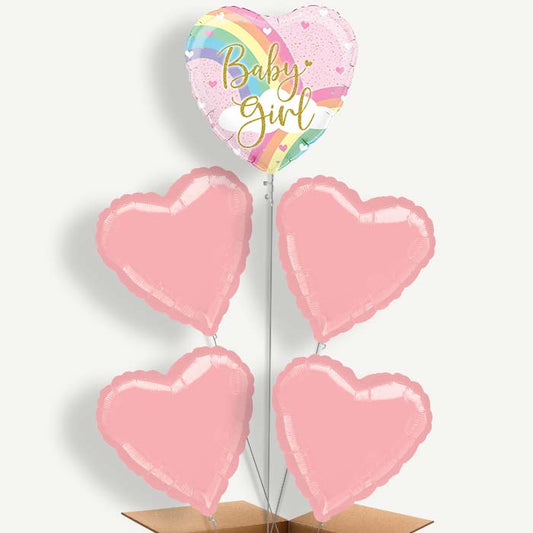Pastel Rainbow Baby Girl Helium Cluster Balloons | Party Save Smile