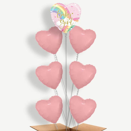 Pastel Rainbow Baby Girl Helium Balloon Arrangement | Party Save Smile