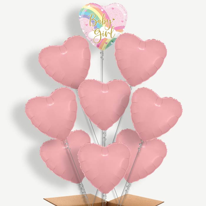 Pastel Rainbow Baby Girl Helium Balloon Bundle | Party Save Smile