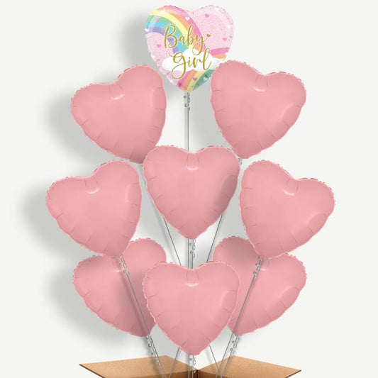 Pastel Rainbow Baby Girl Helium Balloon Bundle | Party Save Smile