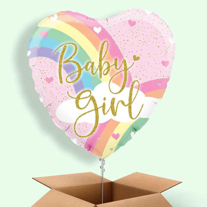 Pastel Rainbow Baby Girl Helium Balloon in a Box - 1 Balloon | Party Save Smile