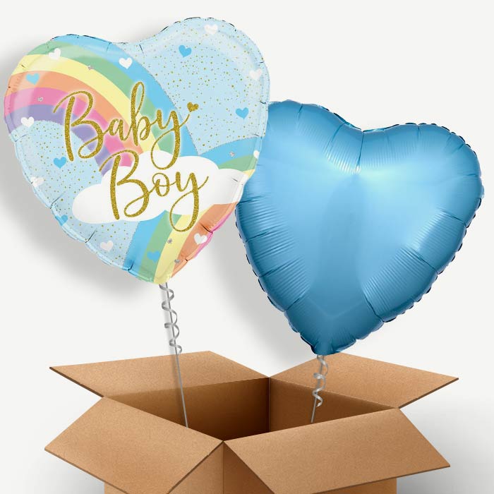 Pastel Rainbow Baby Boy Helium Balloon Couple | Party Save Smile