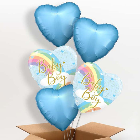 Pastel Rainbow Baby Boy Balloon in a Box - 5 Balloons | Party Save Smile