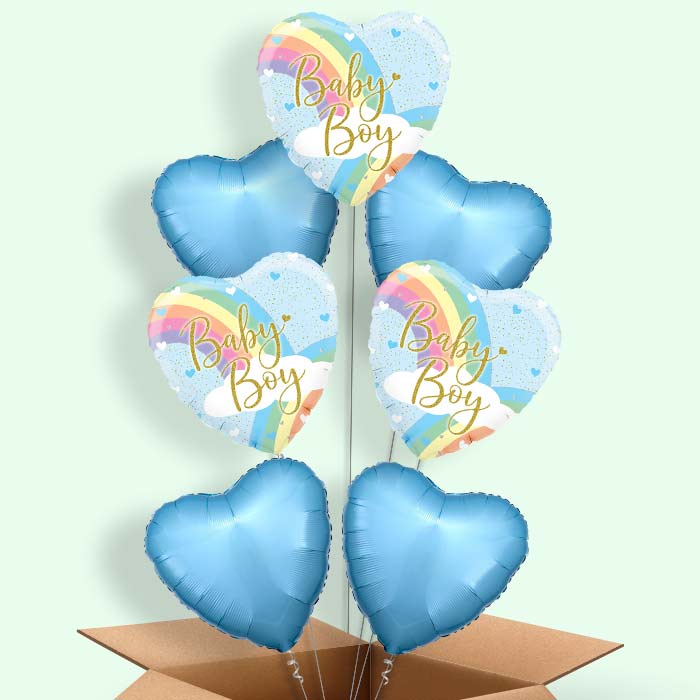 Pastel Rainbow Baby Boy Balloon in a Box - 7 Balloons | Party Save Smile