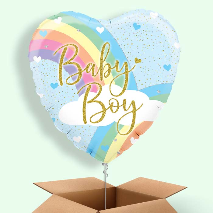 Pastel Rainbow Baby Boy Balloon in a Box - 1 Balloon | Party Save Smile