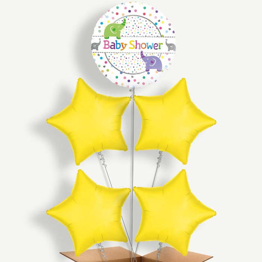 Elephant Baby Shower Balloon Cluster Inflated with Helium | Party Save Smile