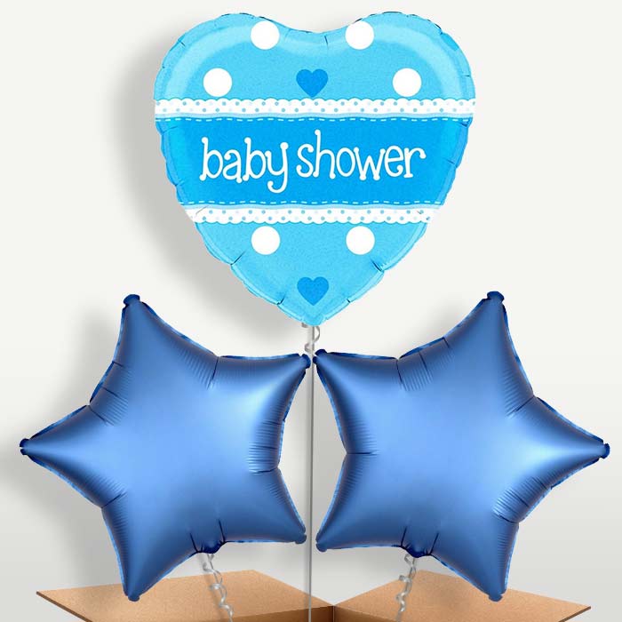 Blue Heart Baby Shower Bunch of Balloons inflated with Helium | Party Save Smile