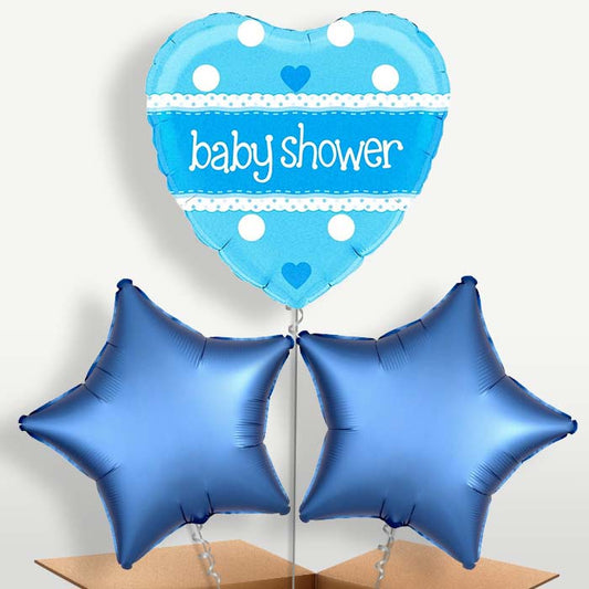 Blue Heart Baby Shower Bunch of Balloons inflated with Helium | Party Save Smile
