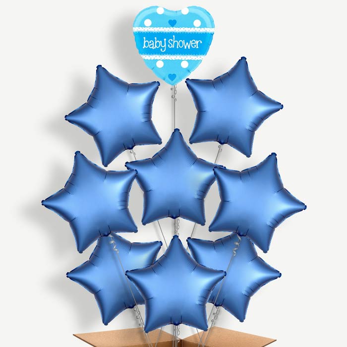 Blue Heart Baby Shower Helium Balloon Bundle | Party Save Smile