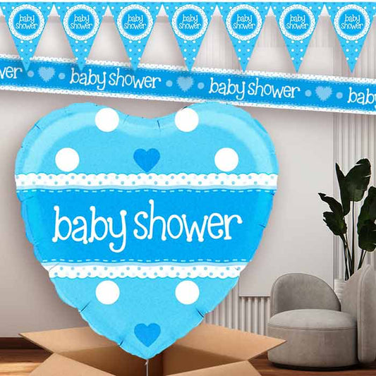 Blue Heart Baby Shower Balloon and Banners | Party Save Smile