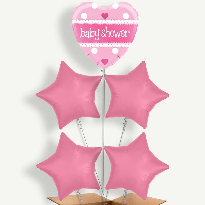 Pink Baby Shower Balloon Cluster Inflated with Helium | Party Save Smile