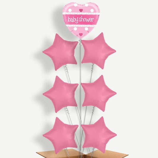 Pink Baby Shower Balloon Arrangement Inflated with Helium | Party Save Smile