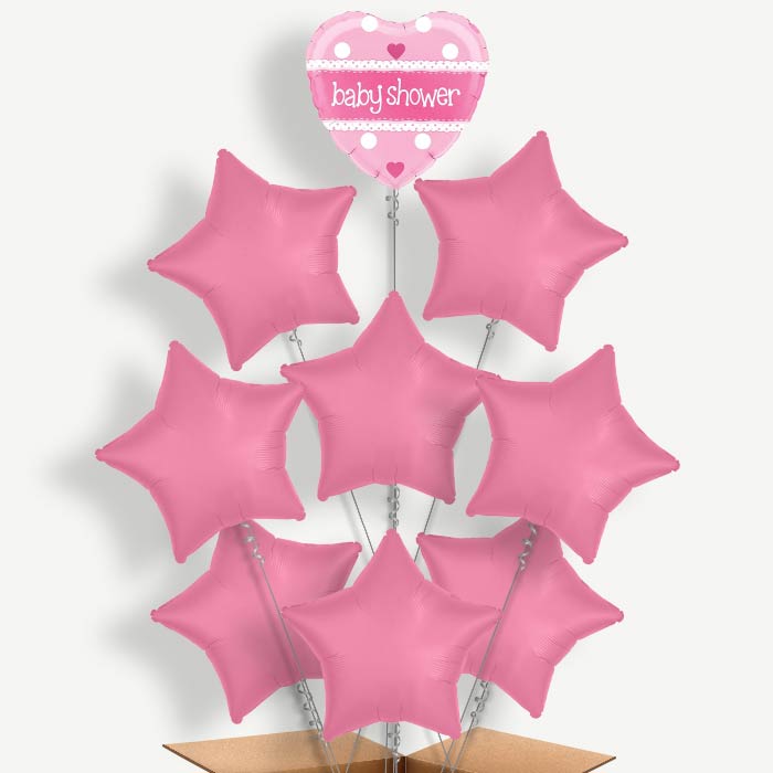 Pink Baby Shower Balloon Bundle Inflated with Helium | Party Save Smile