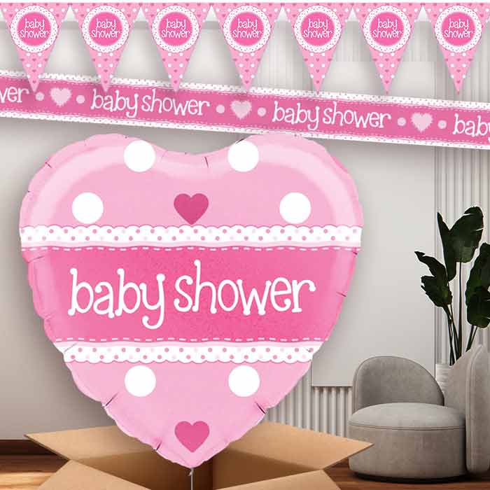 Pink Baby Shower Balloon and Banners | Party Save Smile