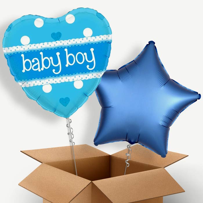 Blue Polka Dot Baby Shower Helium Balloon Duo | Party Save Smile