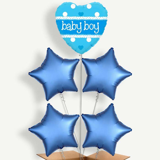 Blue Polka Dot Baby Shower Helium Cluster Balloons | Party Save Smile