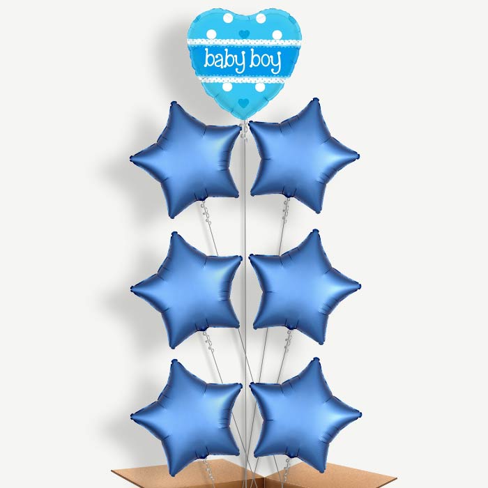 Blue Polka Dot Baby Shower Helium Balloon Arrangement | Party Save Smile