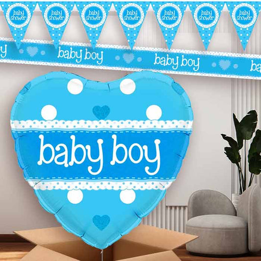 Blue Polka Dot Baby Shower Balloon and Banners | Party Save Smile