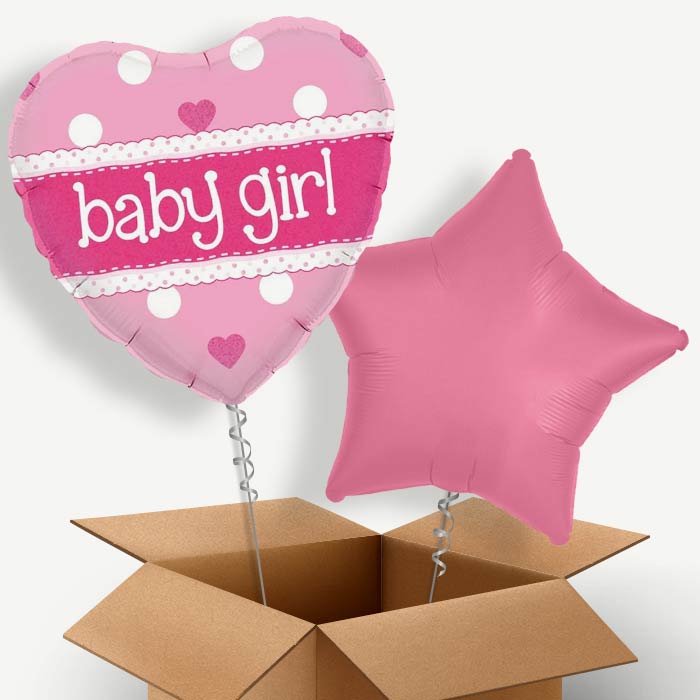 Pink Polka Baby Shower Helium Balloon Two | Party Save Smile