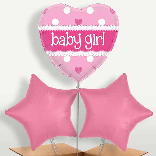 Pink Polka Baby Shower Bunch of Balloons inflated with Helium | Party Save Smile