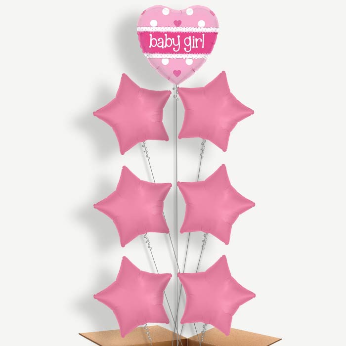 Pink Polka Baby Shower Helium Balloon Arrangement | Party Save Smile