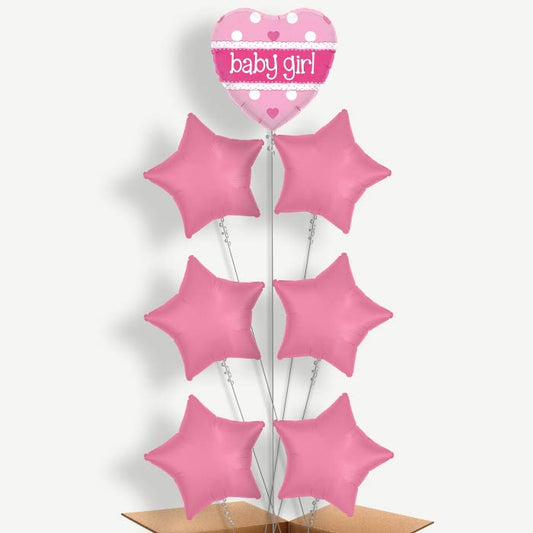 Pink Polka Baby Shower Helium Balloon Arrangement | Party Save Smile