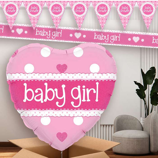 Pink Polka Baby Shower Balloon and Banners | Party Save Smile